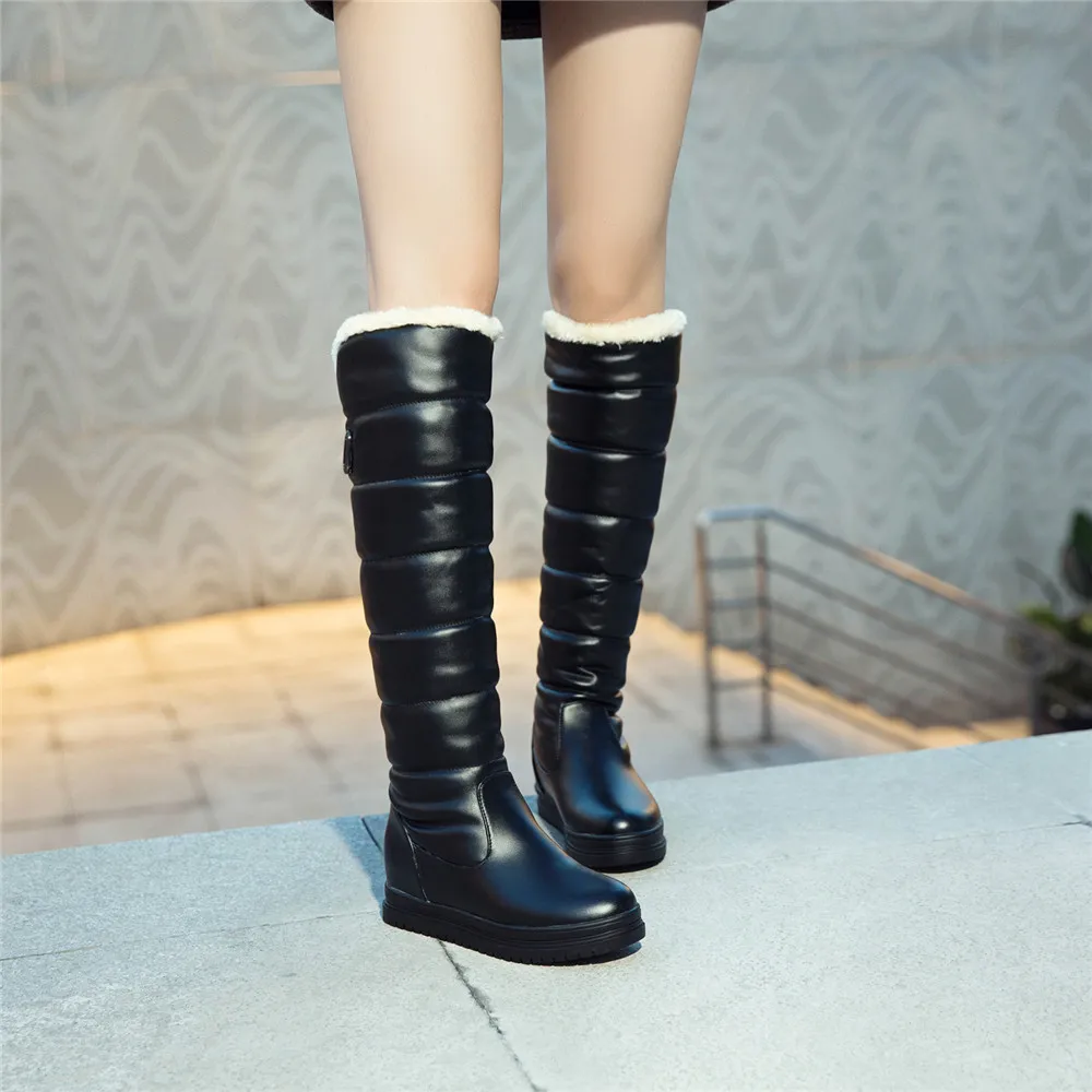 ASUMER/горячая Распродажа Зимние ботинки женские удобные теплые зимние ботинки сапоги до колена на платформе с круглым носком женская обувь
