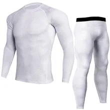 Компрессионное термобелье наборы размера плюс мужской спортивный костюм Тощий брендовая одежда 3d принт Фитнес Футболка Высокое качество Crossfit