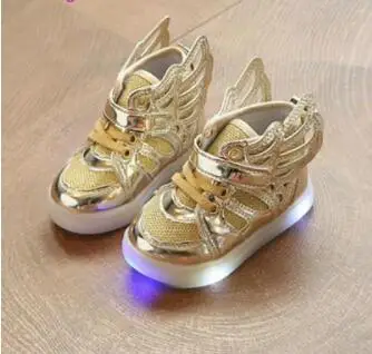 

Children Shoes Kids With Light 2018 Fashion Glowing Sneakers Boys Little Girls Shoes Wings Flats Light Up Shoes 8