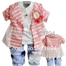 Распродажа, осенний комплект одежды в полоску для девочек, комплект из 3 предметов для маленьких девочек, vestidos, костюм с платьем для девочек детский весенне-осенний комплект одежды