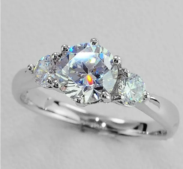 Новое Женское Обручальное кольцо с 3 камнями 2Ct красивое из стерлингового серебра