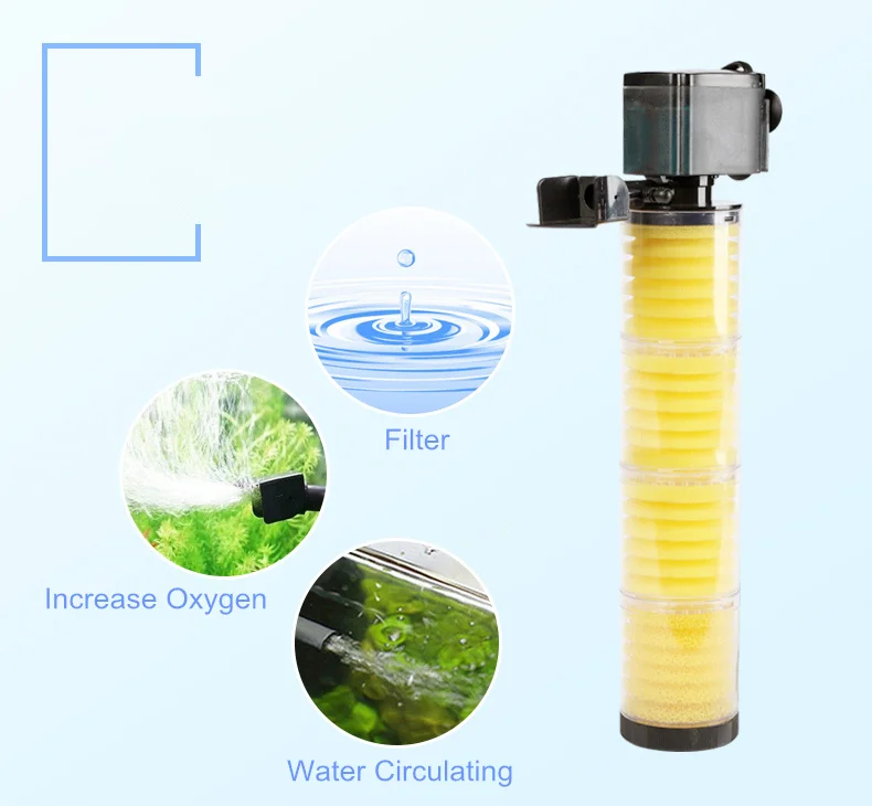 4 модели для маленьких или больших резервуаров, биологический внутренний фильтр аквариума, Многофункциональный погружной фильтр-насос кислородный спрей