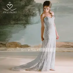 Swanskirt свадебное платье в богемном стиле синяя юбка Феи robe de mariee Русалка без бретелек Принцесса Аппликации под заказ плюс размер G132