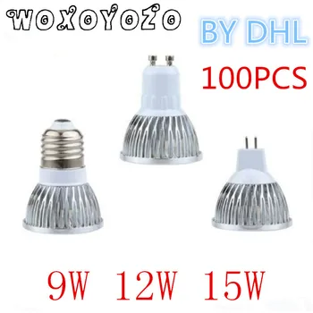 オンライン 100ピースによるdhl Ledランプ9ワット12ワット15ワットledスポットライトgu10 E27 E14 Gu5.3 Mr16 B22 Ledライト85-265ボルトdc12vクリーledダウンライトランプ