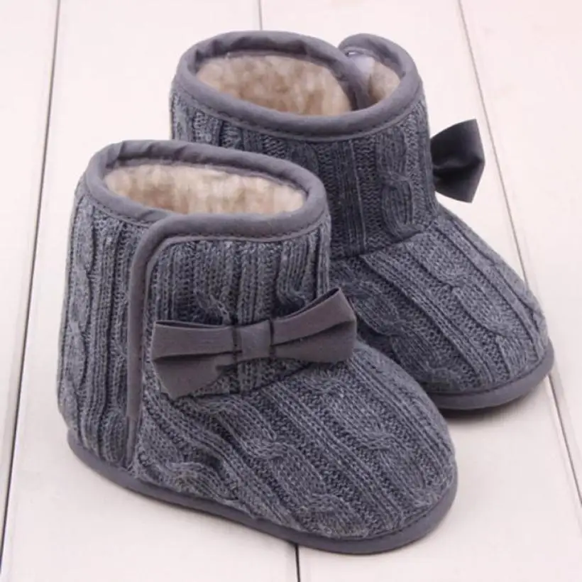 Детская обувь для мальчиков и девочек зимняя мягкая подошва, с бантом зимняя теплая обувь ботинки повседневная обувь для новорожденного детская обувь для ребенка 18Jul31
