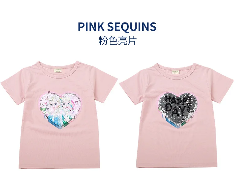 Детская одежда Принцессы Диснея Детская футболка с рисунком «Холодное сердце» и «Эльза» летняя хлопковая футболка с короткими рукавами для маленьких девочек