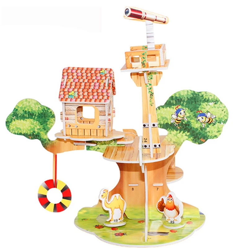 3D DIY Головоломка ЗАМОК модель мультфильм дом сборка игрушка из бумаги малыш Раннее Обучение строительство узор подарок детский дом