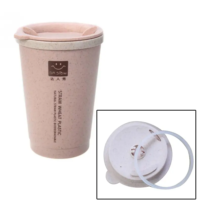 

280ml Coffee Tea Water Bottle Protein Powder Shaker Water Bottle Portable Travel Wheat Straw Single Layer Water Bottle A