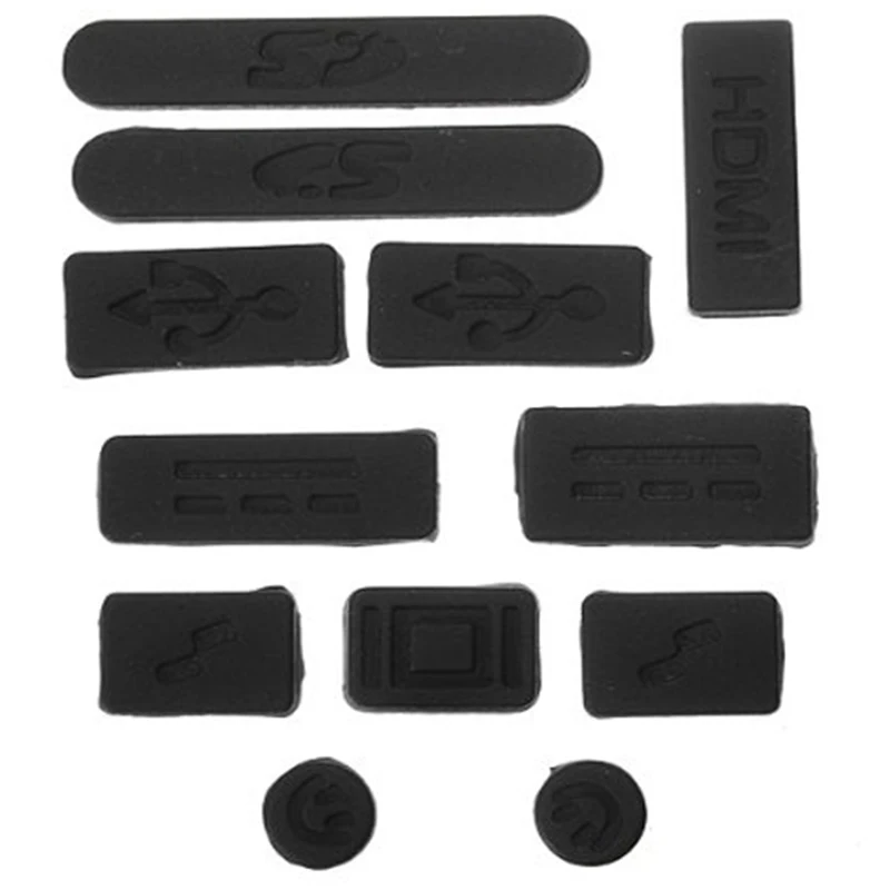 12 in 1 USB plug Cover Anti-Dust Silicone For Macbook Pro 13 "15" air 11 "Black