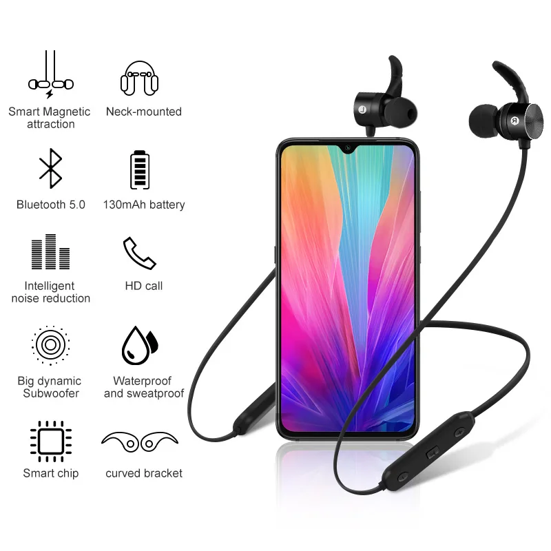 

Bluetooth Earphone Wireless Earbud Stereo Headset Waterproof Sport Earpiece with Hall Magnetic Switch for iPhone huawei Xiaomi