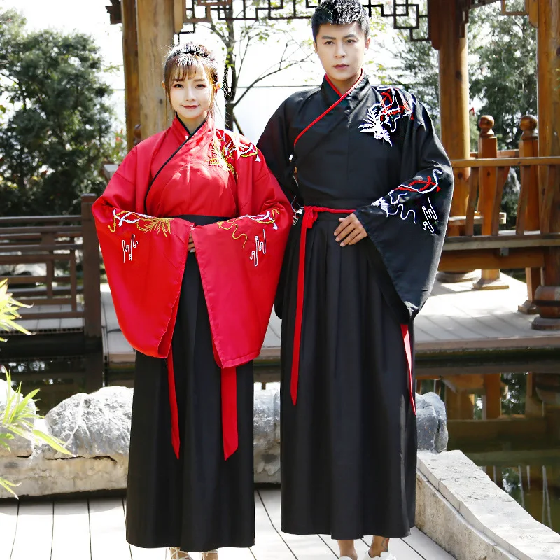 

Chinese style Hanfu embroidery costumes men and women daily spring and autumn students stage performance photo set