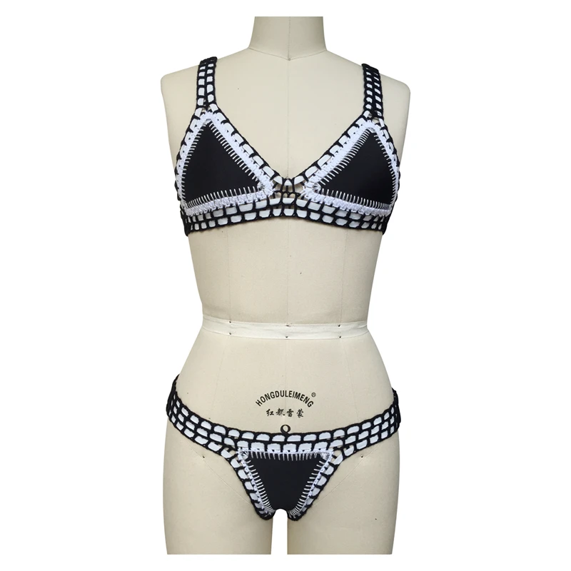 

2018 Women's Hand made Swimsuit crochet elastic string Bikinis Black Sexy Swimwear