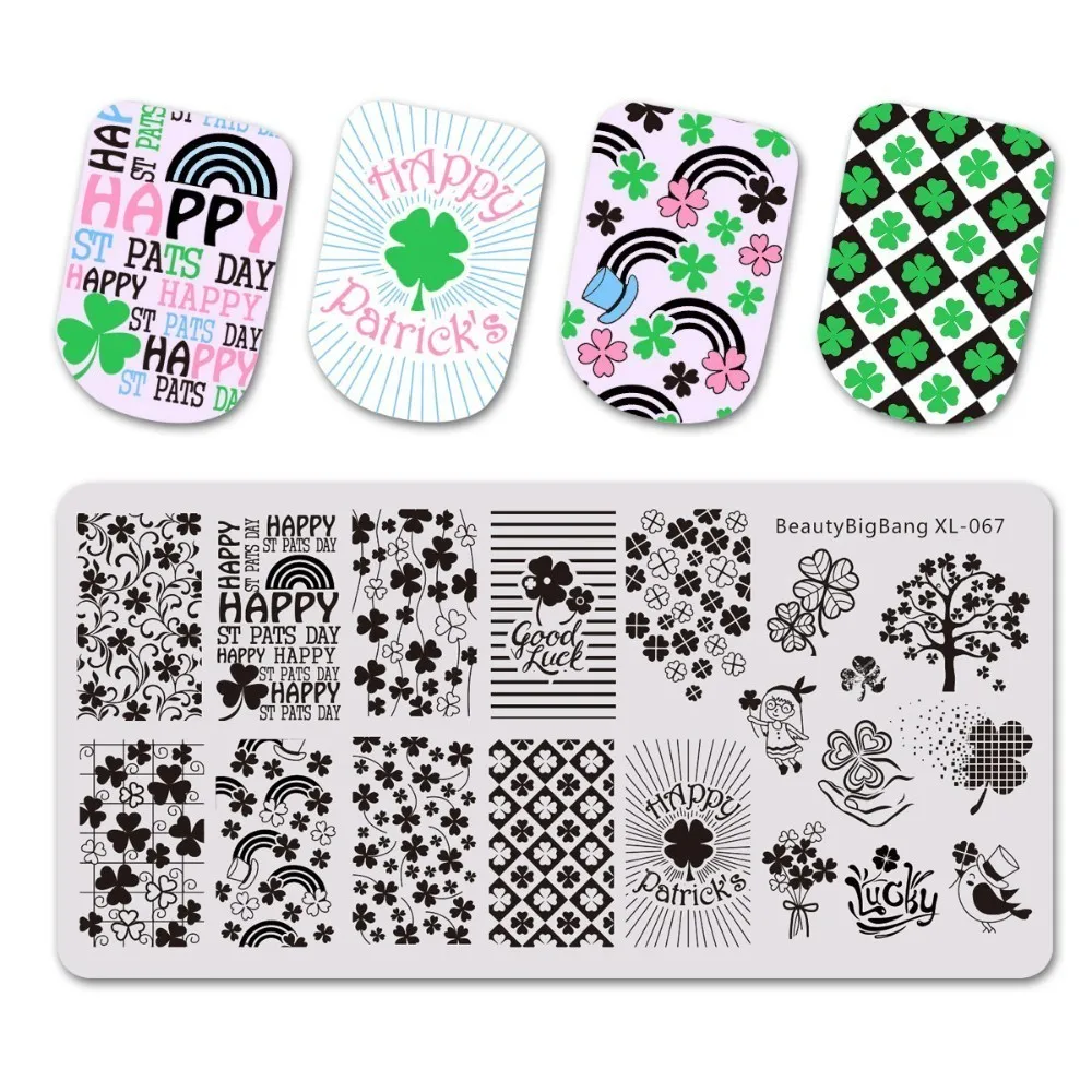 Beautybigbang 6*12cm Stainless Steel Stamping Plate Flower Figure Grass Blade Design For Nail Art Polish Stamp Plate XL-075 - Цвет: 67