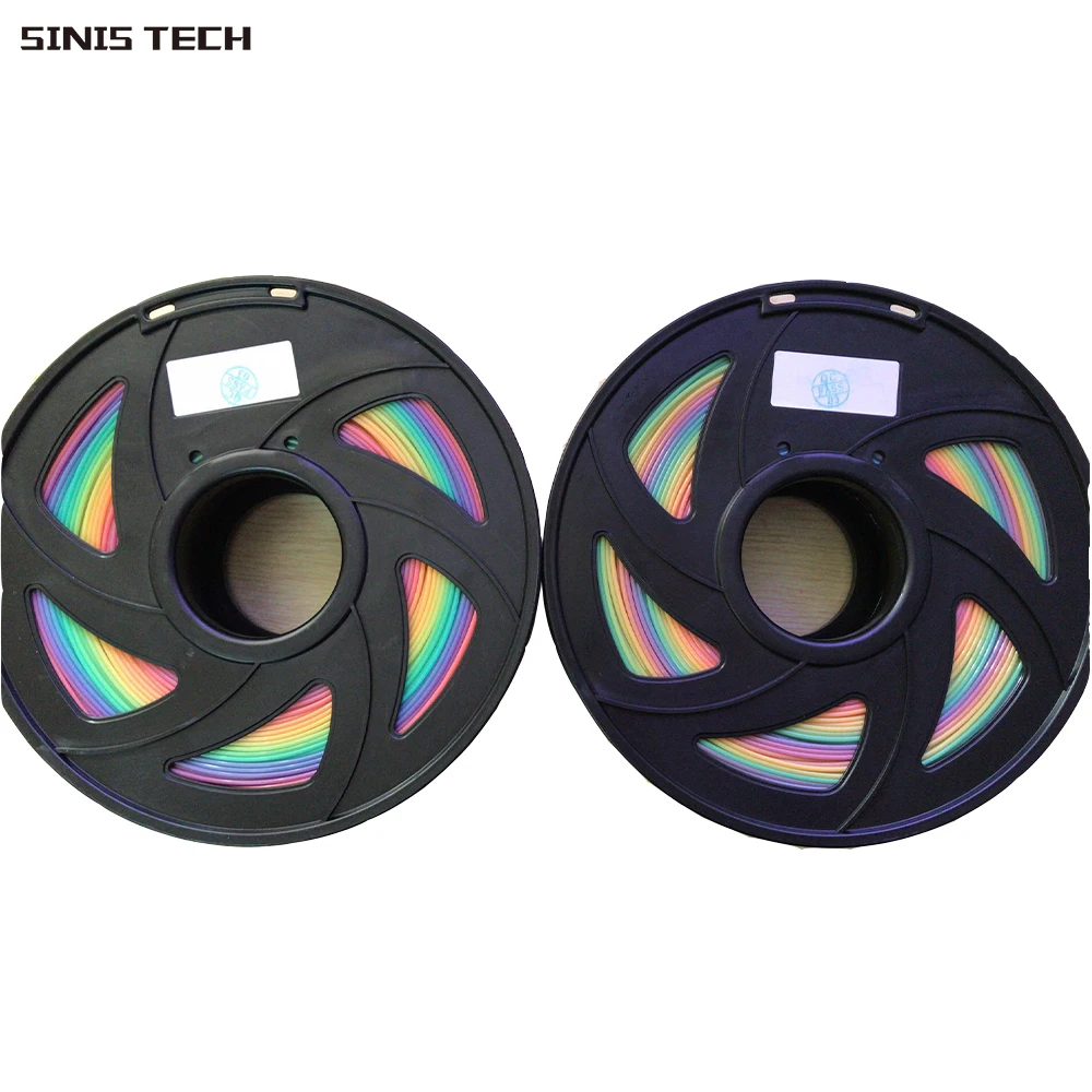 

Sinis 3D Printer Rainbow PLA Filament 1.75mm Multicolor Filament Accuracy +/-0.02mm 1KG 343M 3D Printing Material for RepRap