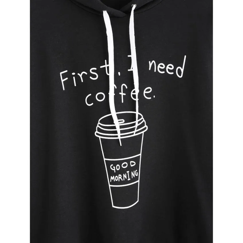 Feitong/Женская Повседневная Толстовка в полоску с надписью i need coffee Джемпер Пуловер