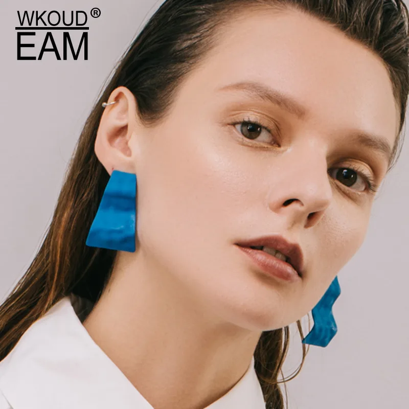 

WKOUD EAM 2019 New Woman Rhinestone Brief Irregular Geometric Earrings Fashion Female Jewelry Accessories Party Gift 6#JY134