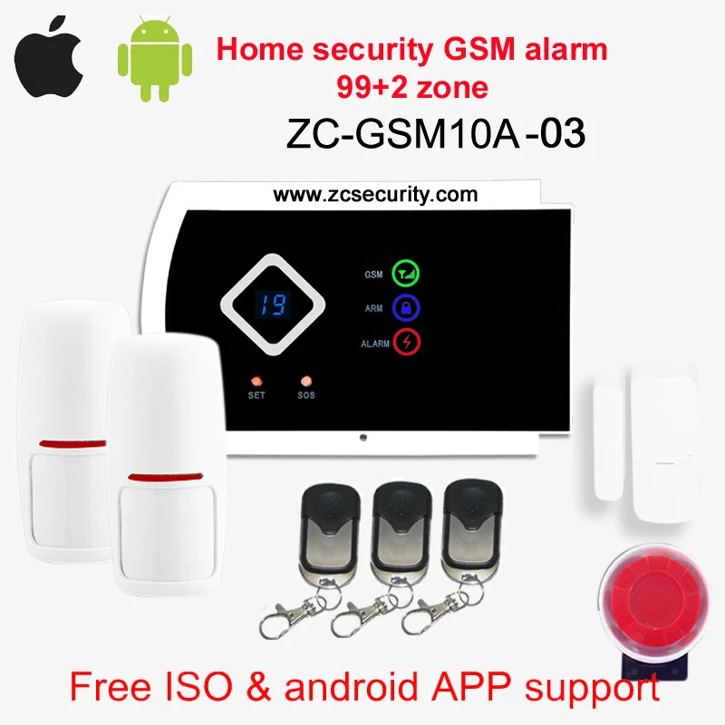 Беспроводная и Проводная 101 зоны ISO& android Поддержка приложения домашняя Безопасность GSM сигнализация - Цвет: G10A03