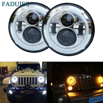 

FADUIES Chrome Led Headlight 40W 7 Inch LED Headlights High Low Beam Angel Eye DRL Amber Turn Signal for Jeep Wrangler JK
