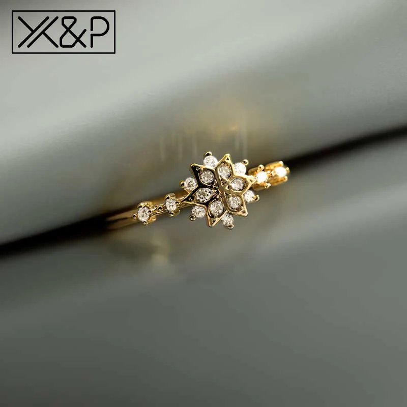 

X&P Engagement Women's Rings Fashion Wedding Brand Female Exquisite Cubic Zirconia Snowflake Gold Silver Ring for Women Jewelry