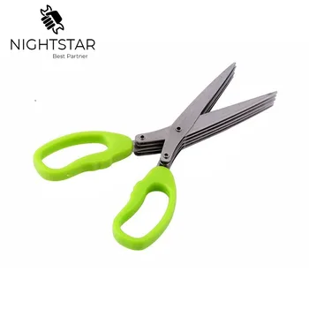 Multi-functional Stainless Steel 5 Layer Scissors for Shredded Scallion Cut Herb Spices  1