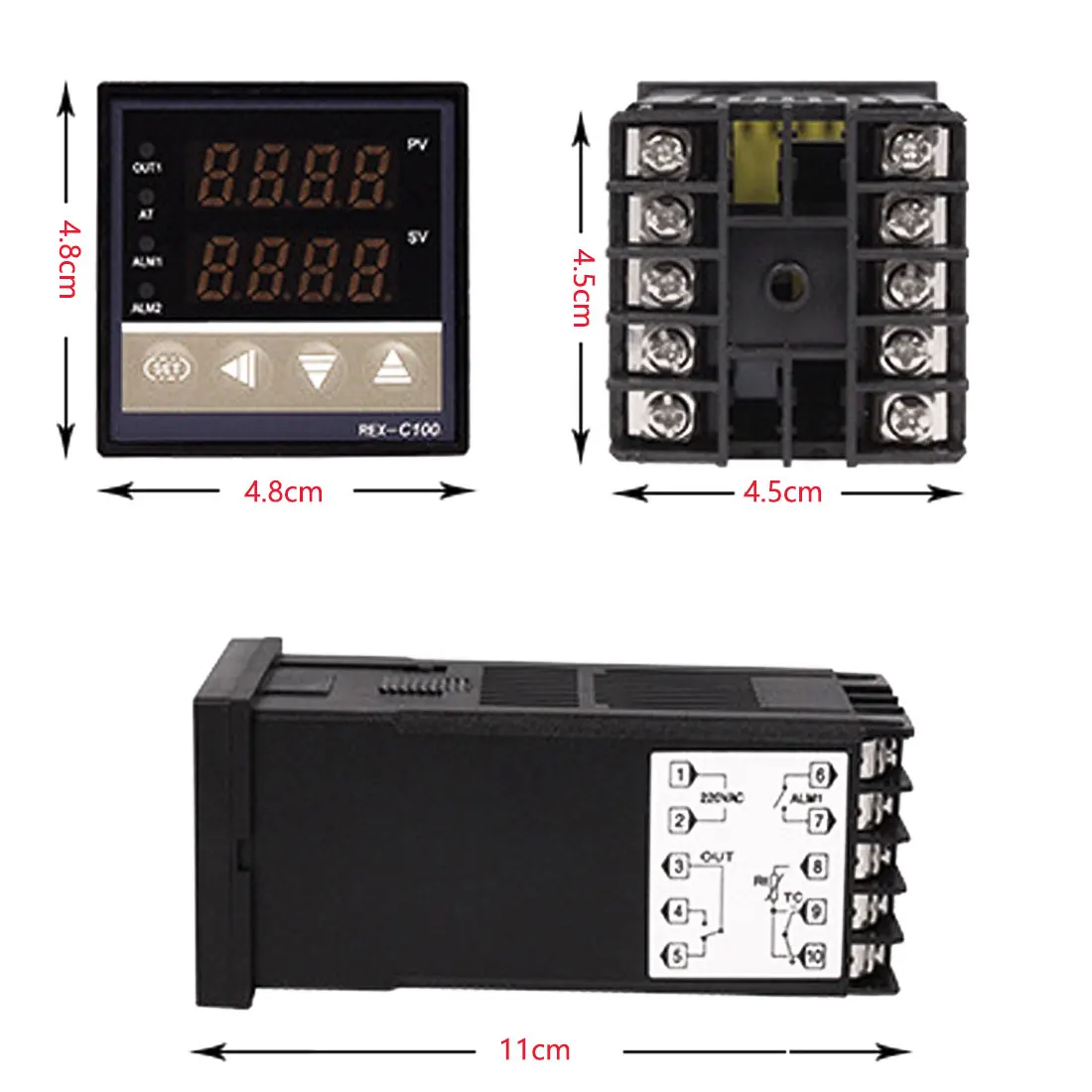 

Electrical equipment LCD Digital 220V PID Temperature Controller + Max 40A SSR + K Thermocouple PID Controller Set REX-C100