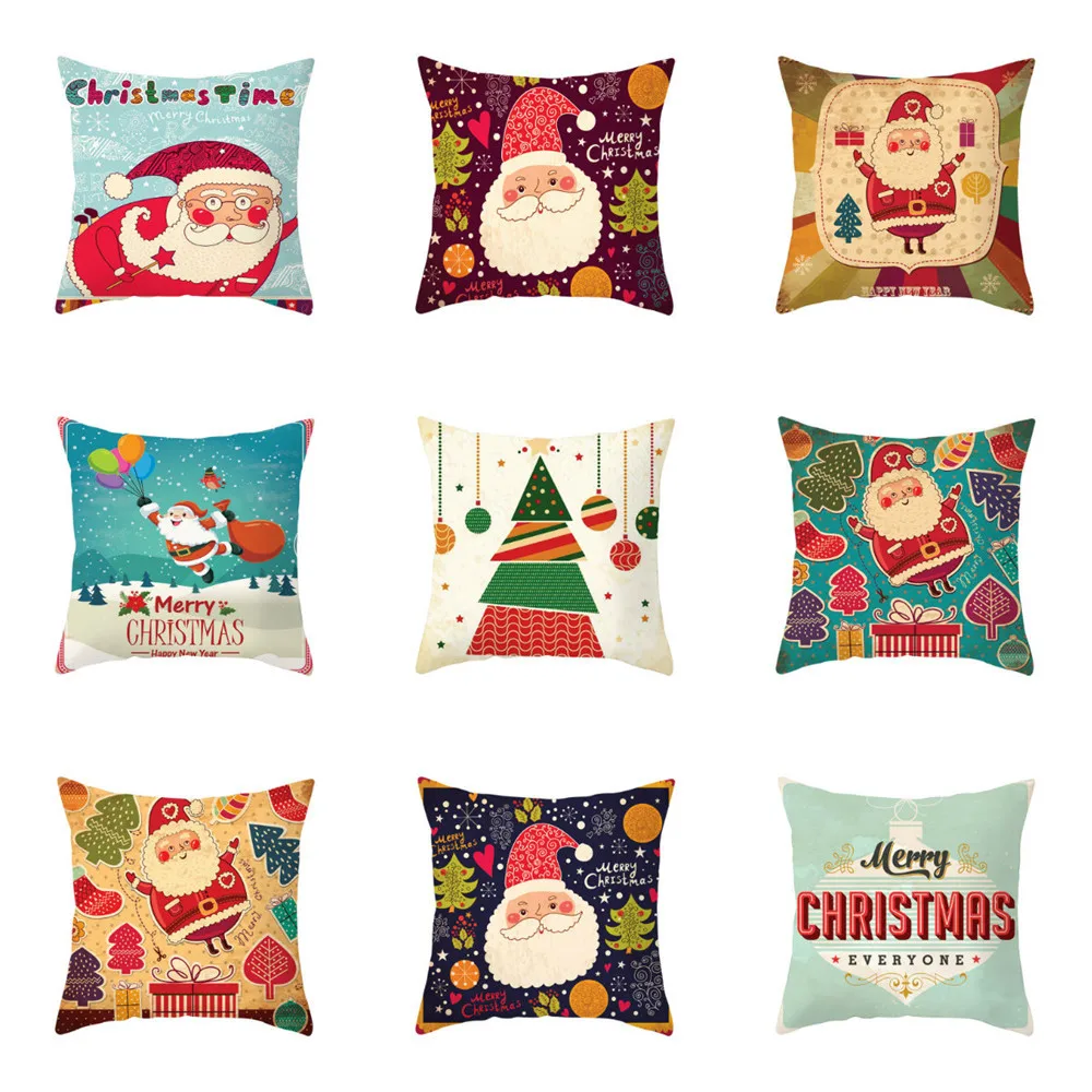 

2019 Pillowcases Merry Christmas Soft Peach skin Throw Pillow Cover Cushion Cover Home Decor Funda Cojin Housse de Coussin