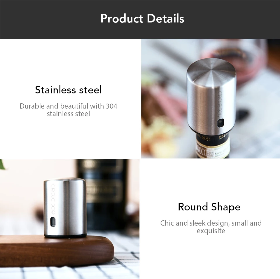 Xiaomi Youpin Circle Joy Wine Bottle Stopper with Vacuum Memory Function Food-grade Stainless Steel (8)