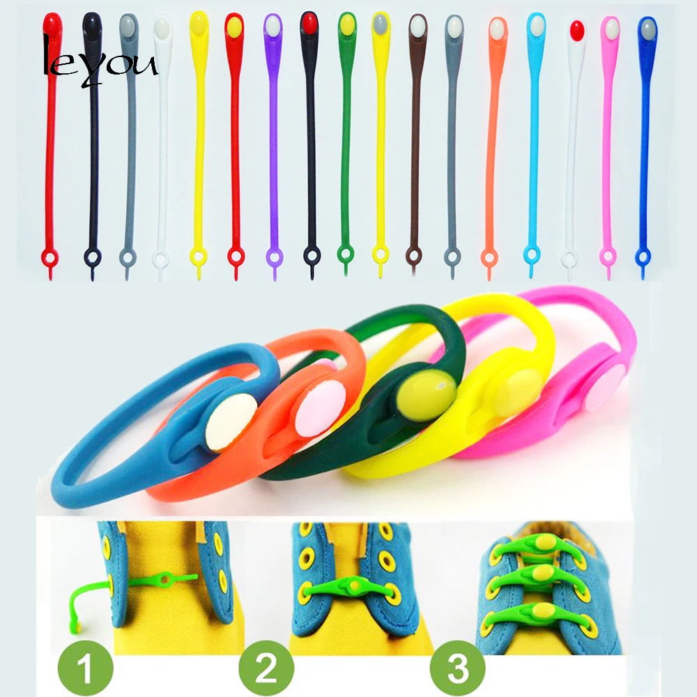 

12PCS Lazy No Tie Elastic Silicone Shoe Laces Athletic Running Sport Shoelaces Children and Adult Shoe Strings For NMD Sneakers
