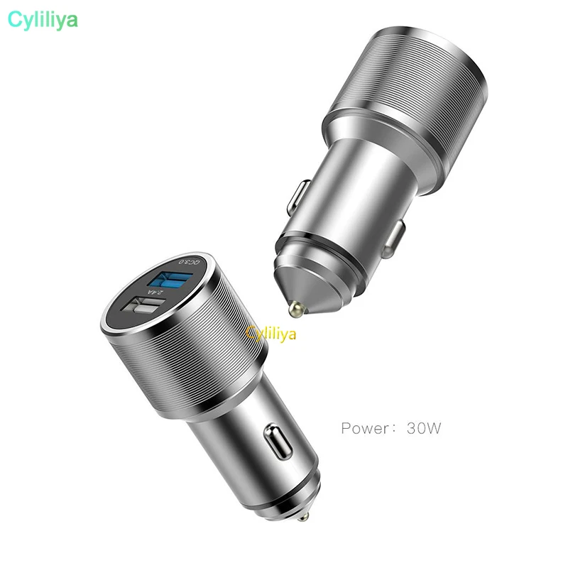 10pcs Fast Car Charger Aluminum Alloy QC3.0 Quick charger Mobile Phone Chargers Dual Usb Car Phone Charger For Iphone XR