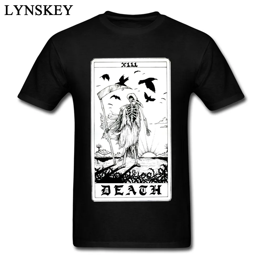 

Death Tarot Card Party Top T-shirts for Men Pure Cotton Autumn Tops Tees Sweatshirts Short Sleeve 2017 Discount Round Neck