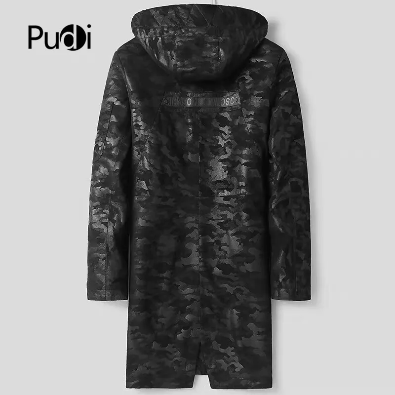 Новинка 2019 модное мужское пальто Pudi MT906 из натуральной овечьей кожи камуфляжная
