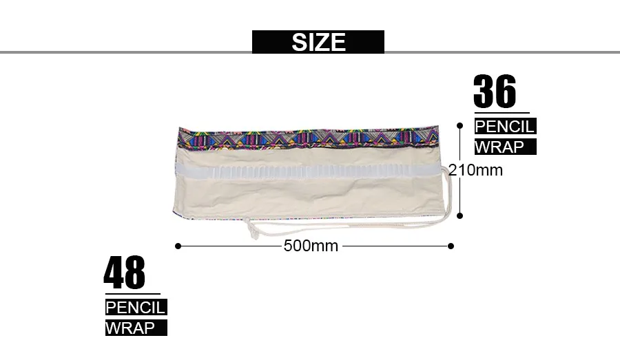Холст пенал 36/48/72 Отверстия ролл Школа Карандаш сумка большой Ёмкость карандаш Эсколар estuche Pencilcase поставки без Карандаши