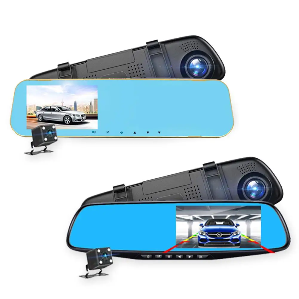 

HD Night Vision Automobile Data Recorder 4.3 Inch Rearview Mirror Front And Rear Dual Lens Reversing Image Car Driving Recorder