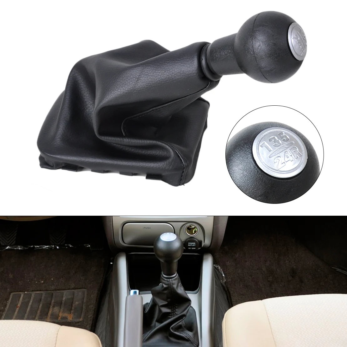 

CITALL Gear Stick Shift Knob + PU Leather Gear Cover Gaiter For 2001 2002 2003 Hyundai Elantra/Avante XD