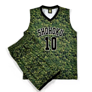 

Slam Dunk Jerseys Shohoku #10 Sakuragi Hanamichi Military Camouflage Basketball Jersey Sets (Tops+Shorts) Men Cosplay Costume