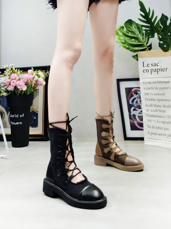 

summer new Women's shoes fashion canvas cross strap short lace-up boots flat shoes mesh red Solid Yasilaiya