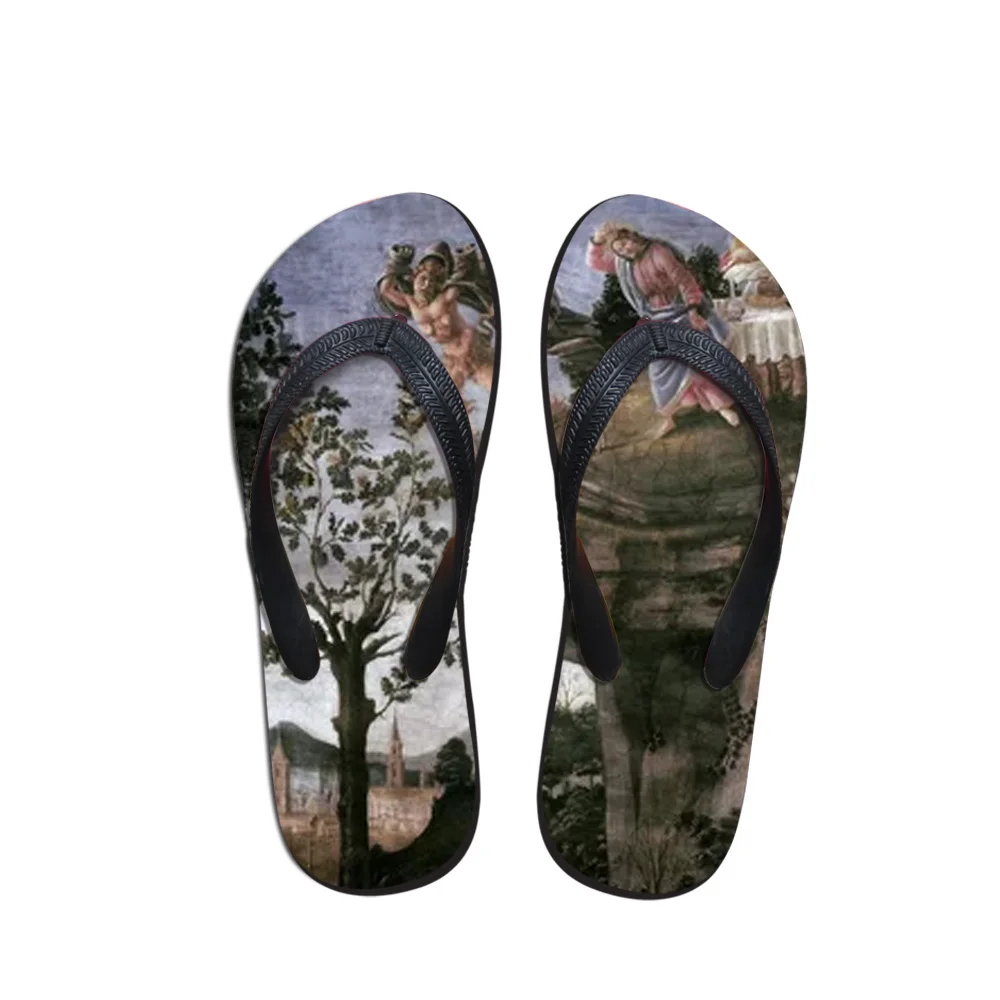 

Summer Customizable Beach Flip Flops Men Slippers Jesus Painting Printing boy Flats Flip-flops Shoes Anti-Slip Sandro Botticelli