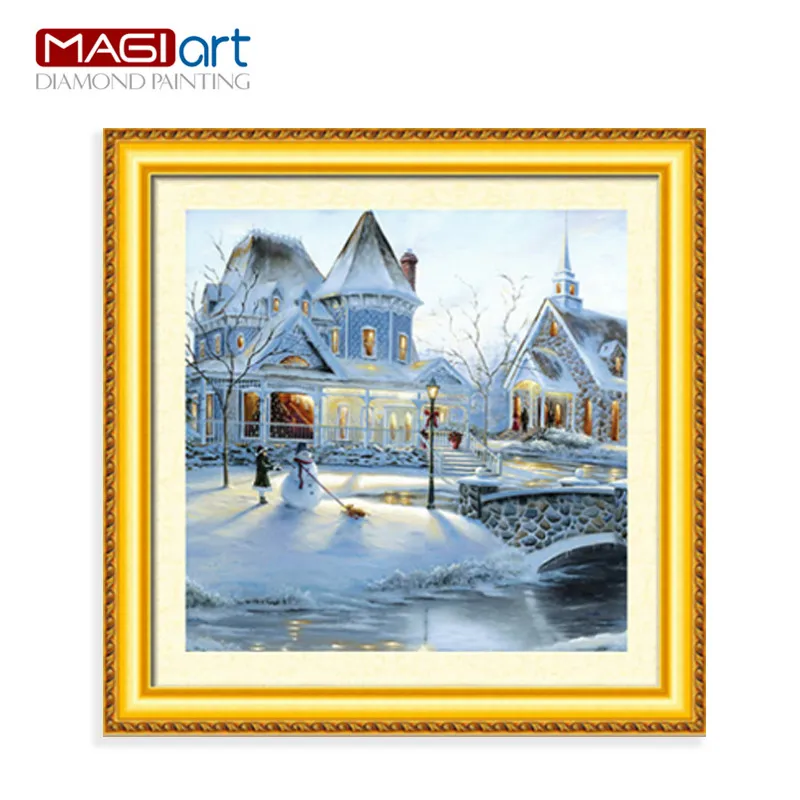 

Diamond painting accessories,Diamond embroidery,5D DIY mosaic Diamant, picture of rhinestone,full round Snow Town ZML040