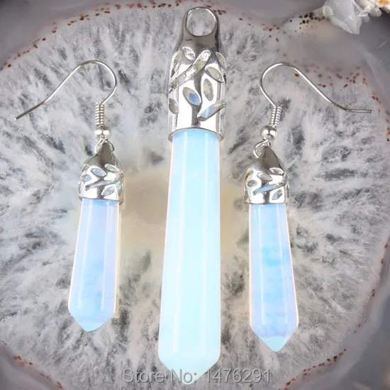 

Charm Opalite Opal GEM Pendulum Hexagon Bead Pendant Earrings 1 Set
