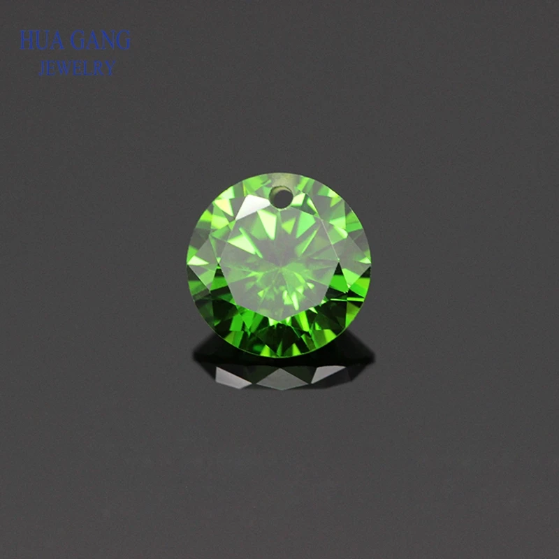 

Single Hole AAAAA Round Brilliant Green Cubic Zirconia Stone For Jewerly Making 3-10mm High Quality