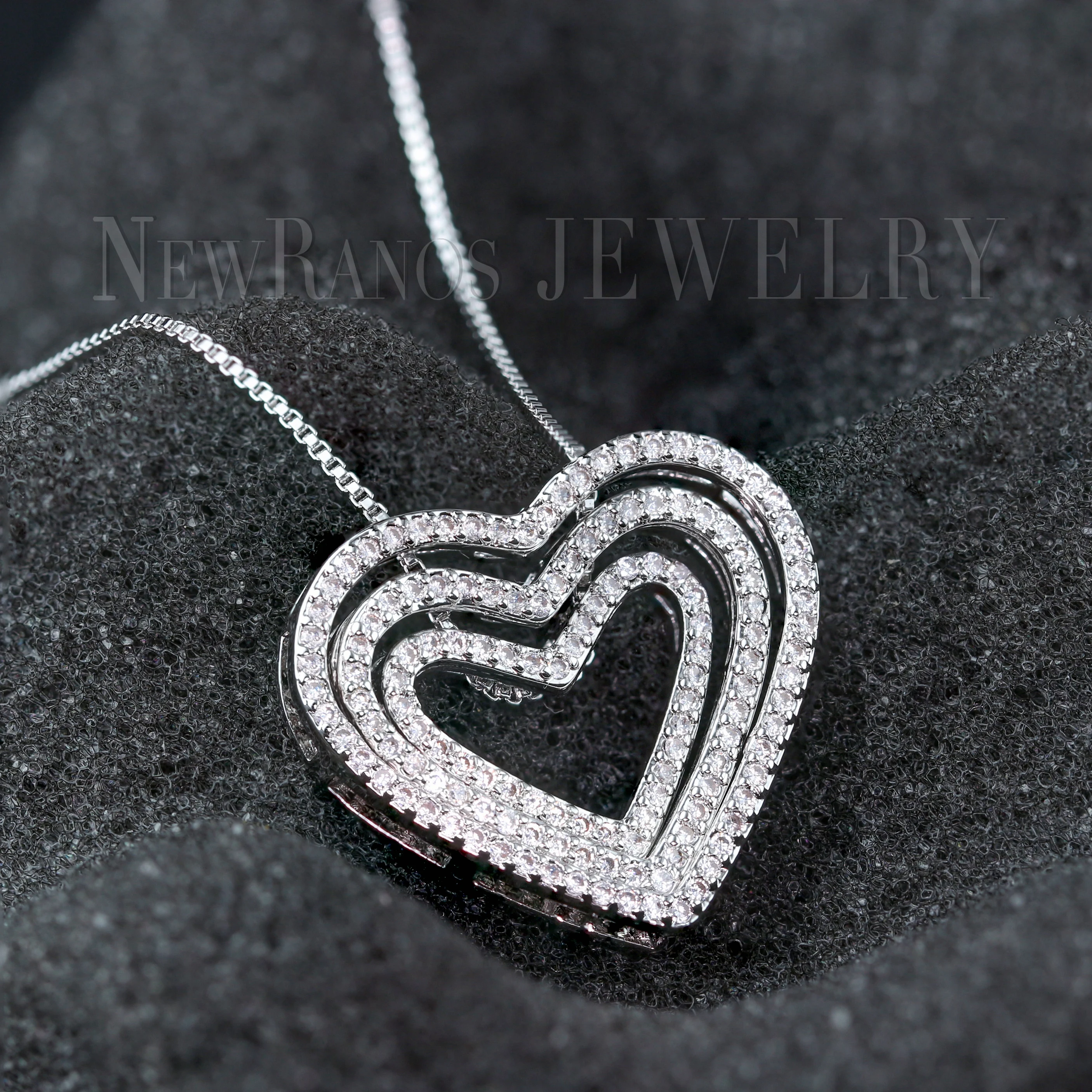 Newranos ожерелье любящее сердце проложить микро CZ Циркон блестящее сердце кулон золото/серебро цвет ожерелье для женщин ювелирные изделия NQM001584