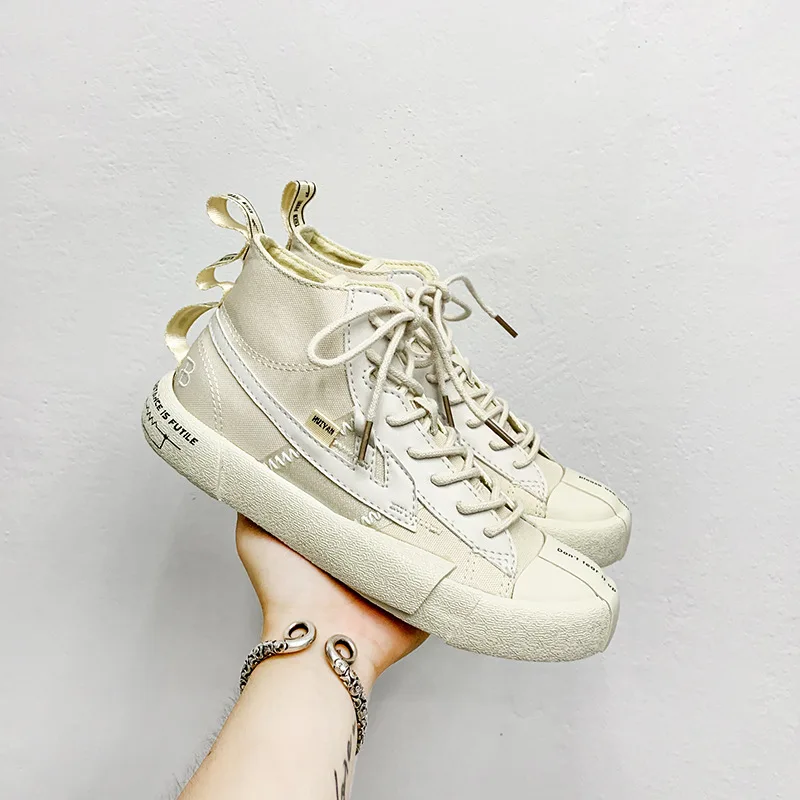 Skup 2019 nowe tenisówki damskie Unisex wysokie trampki solidny stylowy dorosły Feamle płaskie obuwie Skate antypoślizgowe Retro Design