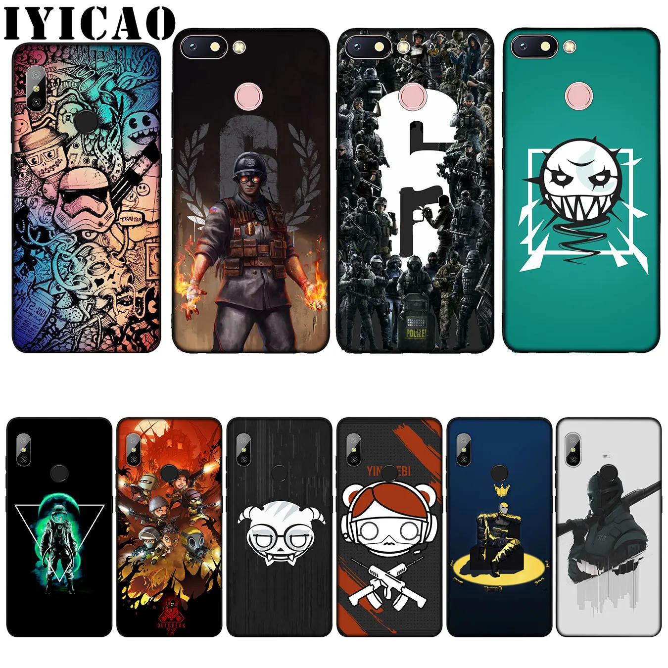 

IYICAO Voltron Rainbow Six Siege Silicone Soft Case for Xiaomi Redmi 6A 5A Note 8 7 4 4X 5 Plus 6 Pro Black TPU Cover