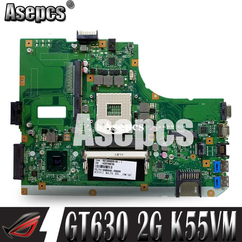 Asepcs K55VM материнская плата для ноутбука For Asus A55V K55V K55VJ REV2.2/2 0 Поддержка Geforce GT630 2G 100%