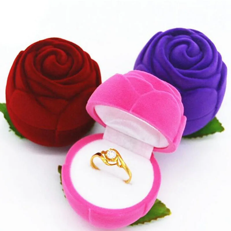 Розово-розовая красная коробочка для колец бархатная коробка для ювелирных изделий Подарочная коробка на День святого Валентина Свадебная помолвка дисплей орнамент ZA5715