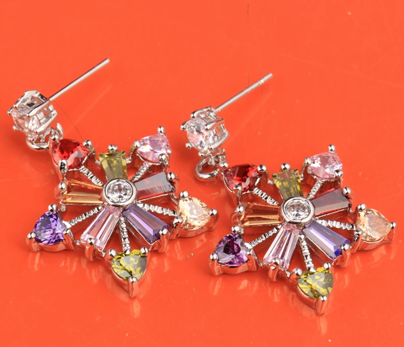 

Unusual Multicolor Morganite Garnet Gems 925 Sterling Silver Drop Dangle Earring S5475