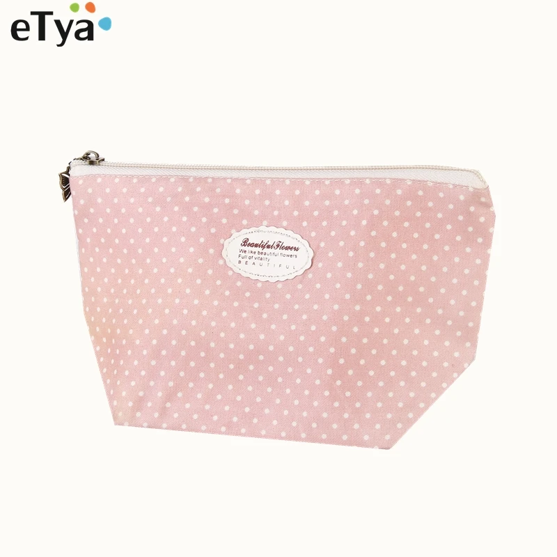 Fresh New Big Capacity Cotton Dot  Women Trave  Makeup bag Cosmetic bag Case Ladies Organizer Toiletry bag kits  Wash pouch