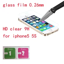 For iPhone 5s glass HD clear screen hardness tempered glass film glass on for iphone 5c 5S mobile phone screen protective glass