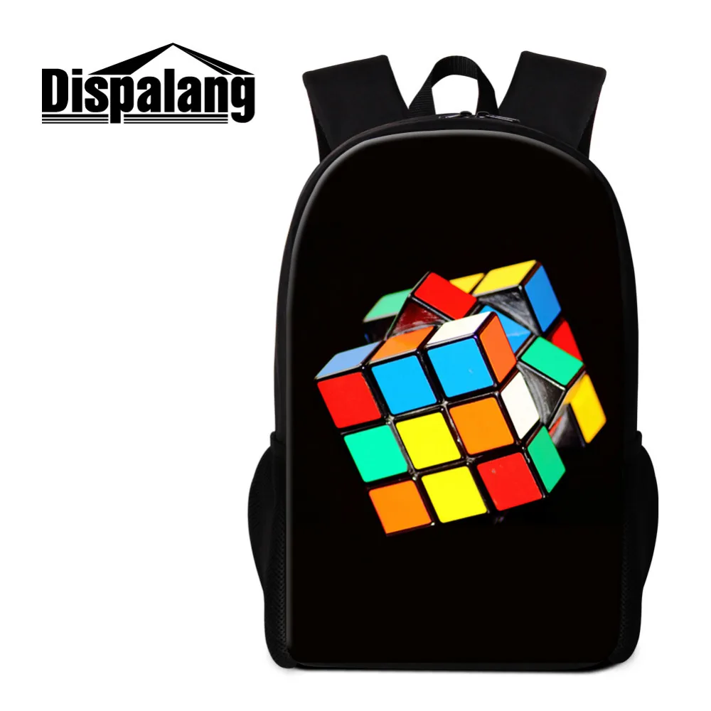 

Dispalang Black School Bag for Teenager 3D Cube Printing Women Men Backpack Kids Schoolbag Children Casual Bags Mochilas Escolar