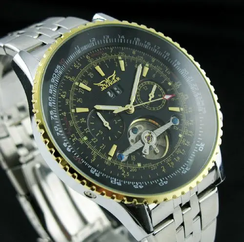 

Luxury Fashion Automatic Mechanical Tourbillon Mens Multi Function Sport Watch black